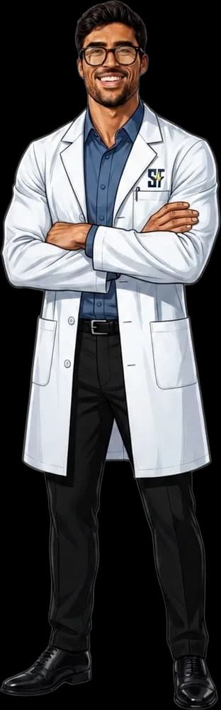 Illustration of Dor Strauss in a lab coat